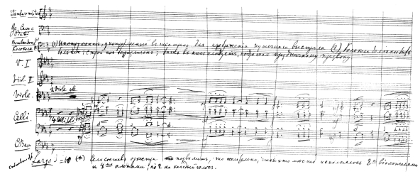 OPENING BARS FROM THE OVERTURE “1812” From the MS. in the possession of P. Jurgenson, Moscow