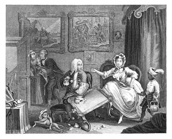 THE HARLOT'S PROGRESS. PLATE 2. QUARRELS WITH HER JEW PROTECTOR.