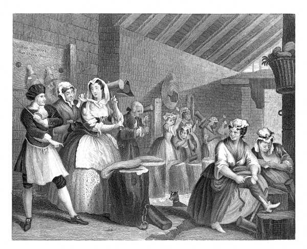 THE HARLOT'S PROGRESS. PLATE 4. SCENE IN BRIDEWELL.