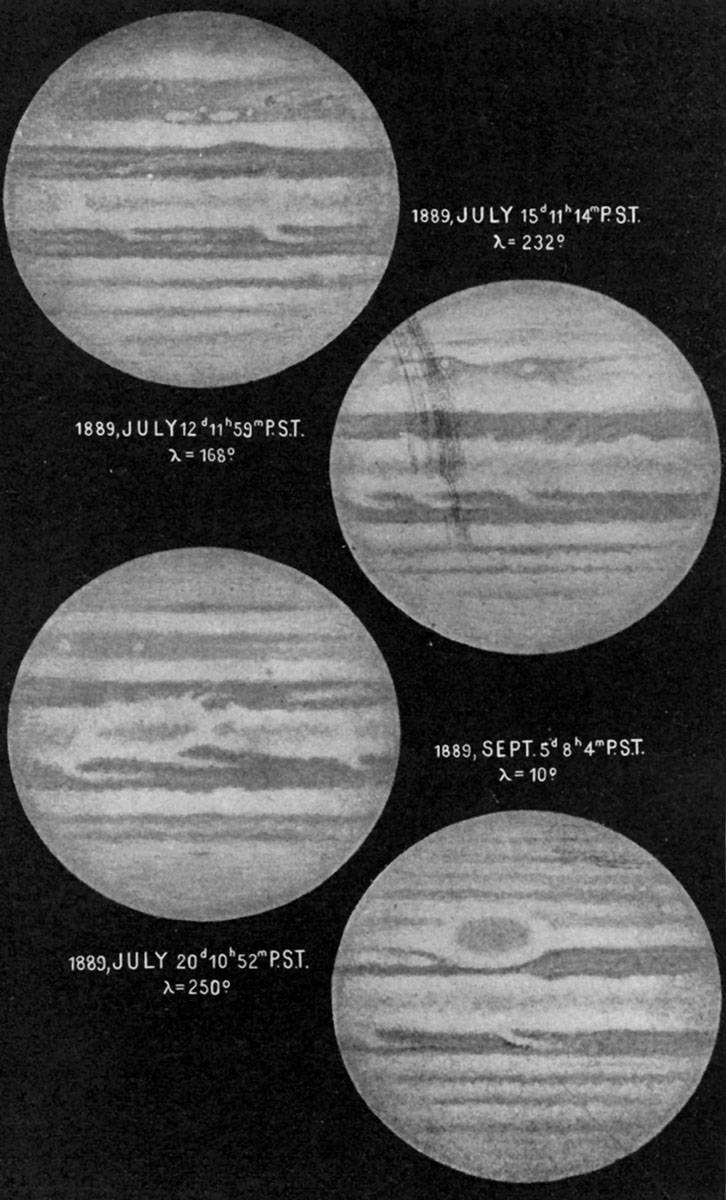 Fig. 87.—Drawings of Jupiter made at the 36-inch telescope of the Lick Observatory.—Keeler.