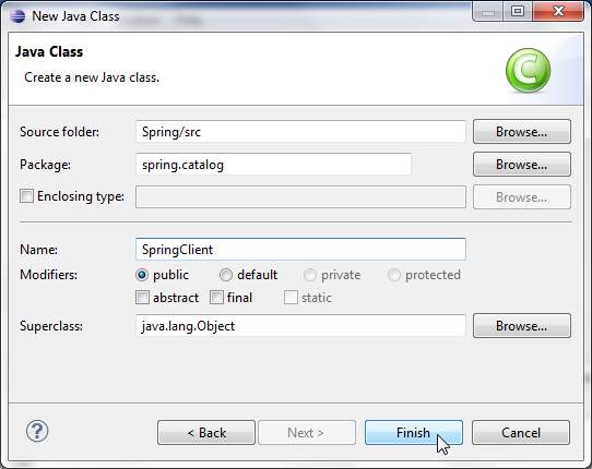 Creating a Spring client