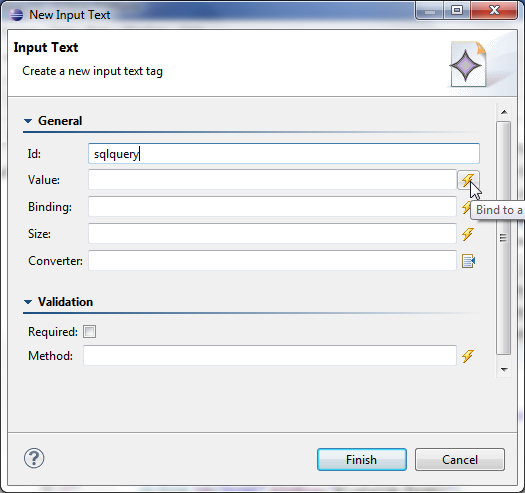 Adding components to the JSF page