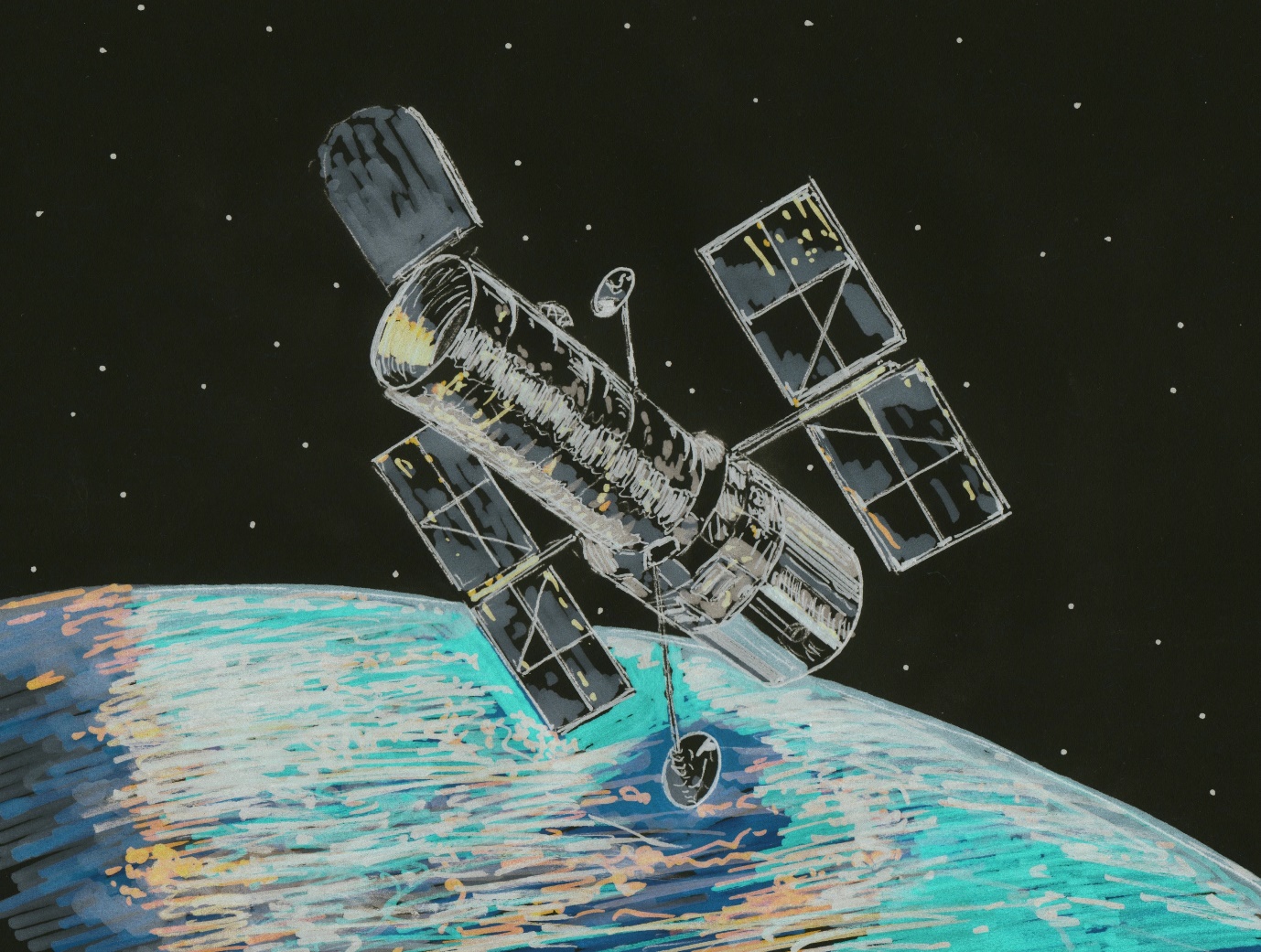 A satellite in space Description automatically generated