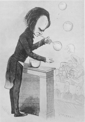 “LE CITOYEN VICTOR HUGO JOUANT AU CONGRÈS DE LA PAIX.” Political caricature, 1849.