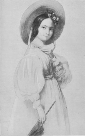 CLAIRE PRADIER AT FIFTEEN. From an unpublished drawing by Pradier.