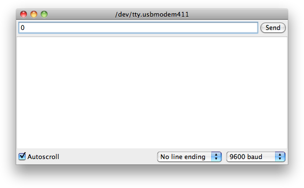 The Arduino IDE’s serial monitor. This is an easy way to send data over the serial connection to our Arduino, but it is difficult for us to type the ASCII characters representing the numbers that we actually want to send.