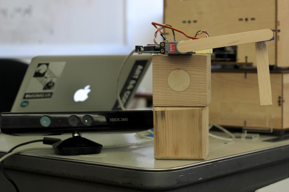 To get our robot arm to match the angles generated by our inverse kinematic calculations, we need to reverse the orientation of our robot’s lower arm, as shown here.