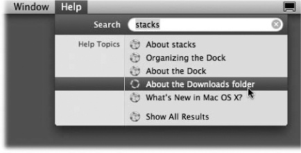 You don’t have to open the Help program to begin a search. No matter what program you’re in, typing a search phrase into the box shown here produces an instantaneous list of help topics, ready to read.