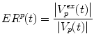 
$$ER^{p}(t) = \frac{\left\vert{V_p^{ex}(t)}\right\vert}{\left\vert{V_p(t)}\right\vert}$$
