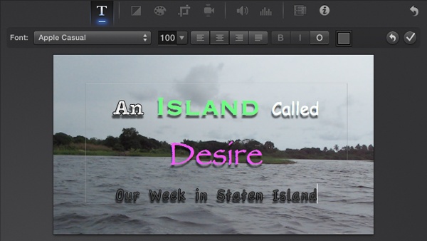 You would never use all of iMovie’s typography variations in a single title, but you could.