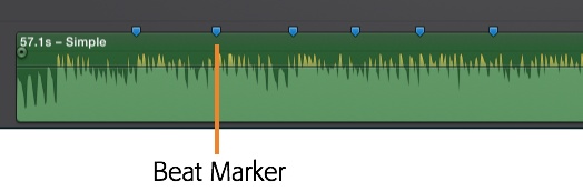 iMovie’s markers let you identify beats in a song. The markers appear as small, blue tags in your storyboard. You can move them by dragging them around. To delete one, drag it above the clip and then release the mouse button, or right-click it and then choose Delete, or select it and then choose Shift-Control-M.