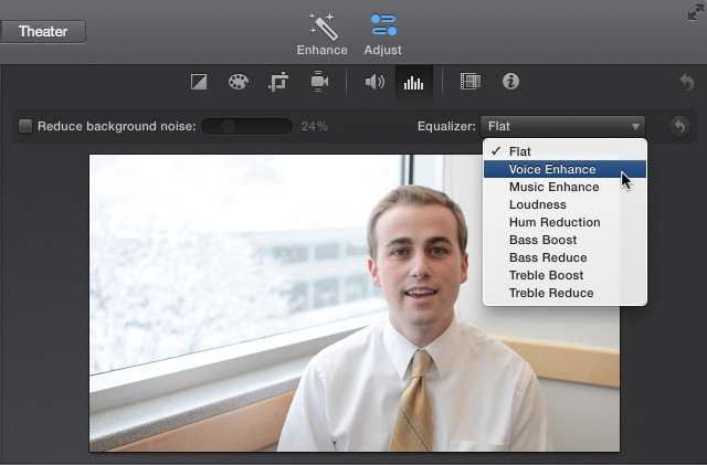 To enhance the sound of a video or audio clip, choose one of iMovie’s equalizer presets.