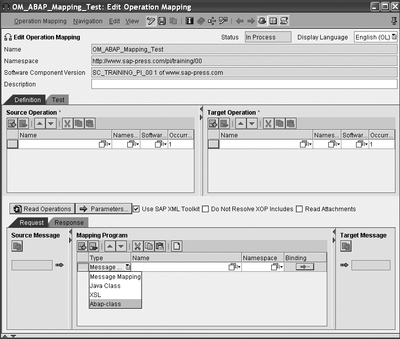 Figure 3.30 ABAP Mapping Option in an Operation Mapping