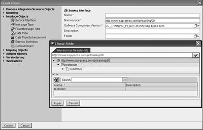 Figure 4.3 Creation of Folders in the Enterprise Services Repository