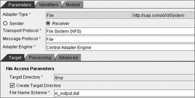 Figure 4.13 Setting Up the File Receiver Channel for System B