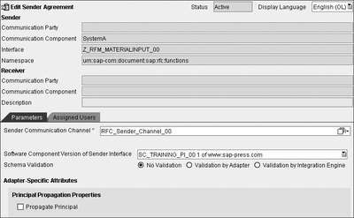 Figure 4.14 Creation of the RFC Sender Agreement