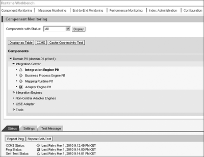 Figure 4.22 Entry Point to Component Monitoring of the Runtime Workbench