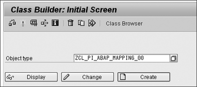 Figure 4.23 Creating the ABAP Mapping Class in Class Builder