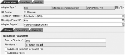 Figure 4.33 Setting up the File Sender Channel for System A