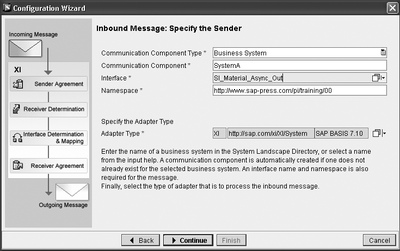 Figure 4.35 Configuration Wizard — Information about the Sender in the File-to-IDoc Exercise