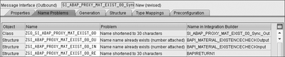 Figure 4.51 Naming Problems when Generating the ABAP Proxy for the ABAP-Proxy-to-SOAP Exercise