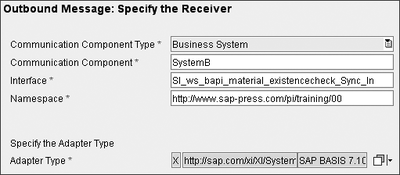 Figure 4.54 Settings of the Receiver in the Configuration Wizard of the ABAP-Proxy-to-SOAP Exercise