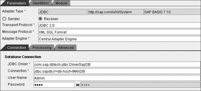 Figure 4.103 Settings of the JDBC Receiver Channel for System B