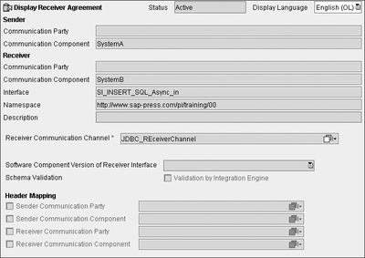 Figure 4.107 Receiver Agreement for the Exercise File-to-JDBC