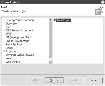 Figure 4.108 Creation of a New Java Project