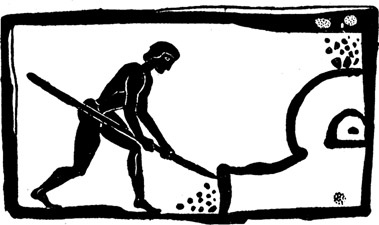 Fig. 17. POTTER AT THE KILN. CORINTHIAN PLAQUE OF TERRA-COTTA. (Perrot, Vol. IX, Fig. 281.)