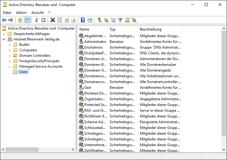 Active Directory Benutzer und Computer – Verwaltungskonsole