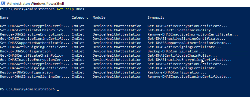 Cmdlets für das Modul Device Health Attestation