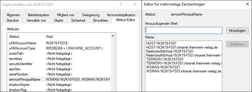 Das »servicePrincipalName«-Attribut eines Computerkontos