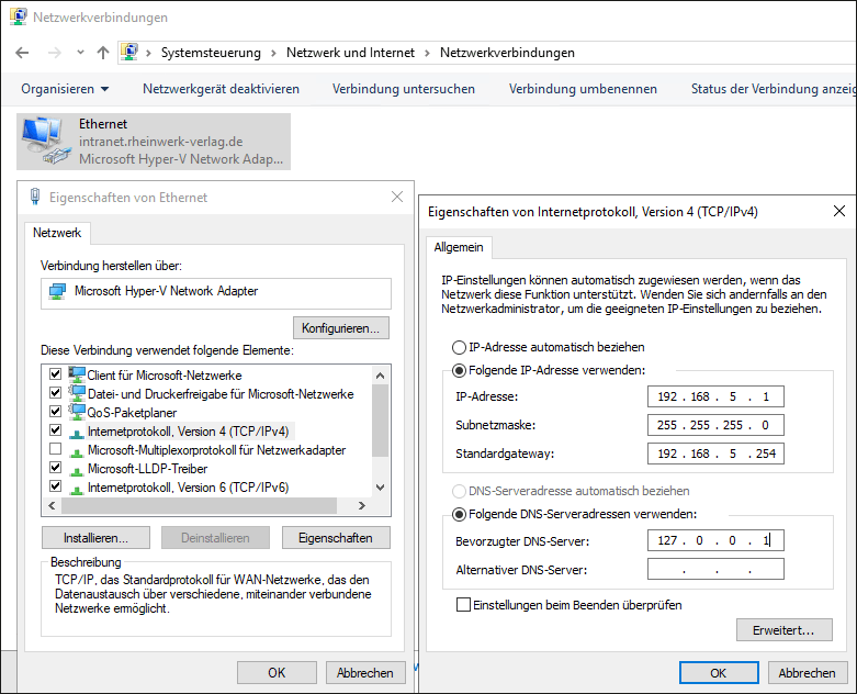 Anpassung des DNS-Server-Eintrags auf dem heraufgestuften DC