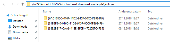 Die Freigabe »SYSVOL« auf dem Domänencontroller »W2k19-RootDC01«