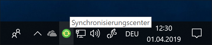 Offline-Synchronisation in der Taskleiste