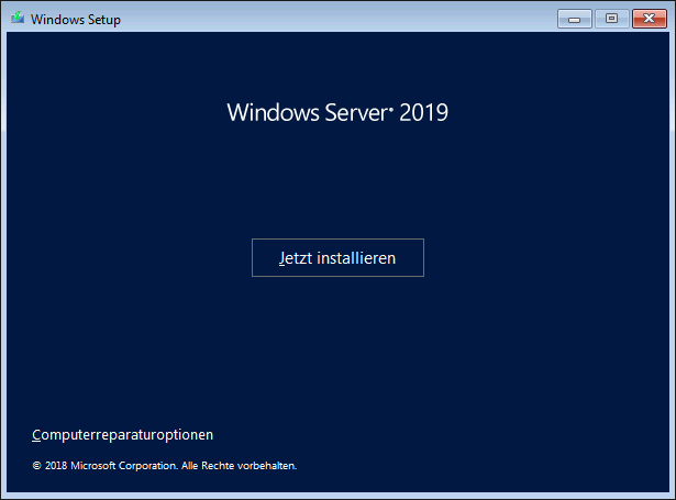 Windows Server 2019-Installationsbildschirm