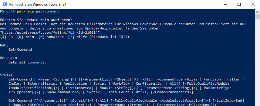 Die PowerShell im Administrator-Modus