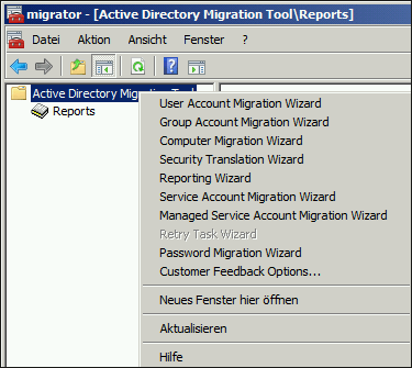 Starten des »User Account Migration Wizard« im ADMT