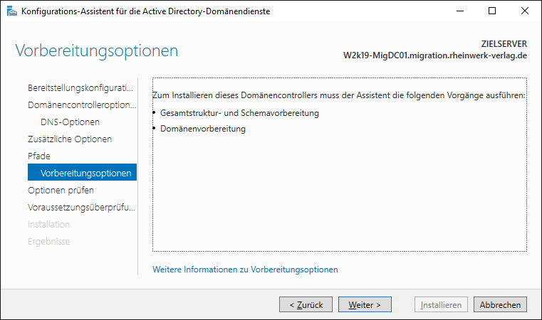 Die noch notwendigen Vorbereitungsoptionen für den neuen 2019-DC