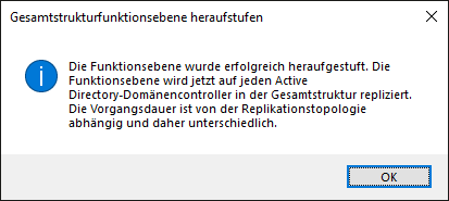 Die Gesamtstrukturfunktionsebene wurde erfolgreich heraufgestuft.