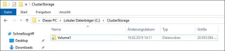 Anzeige der Verknüpfung zum Cluster Shared Volume