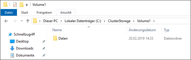 Ansicht des CSV im Dateisystem