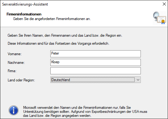 Festlegen der Kontaktinformationen