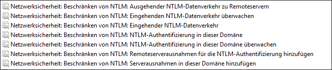 NTLM-Restriktionsoptionen