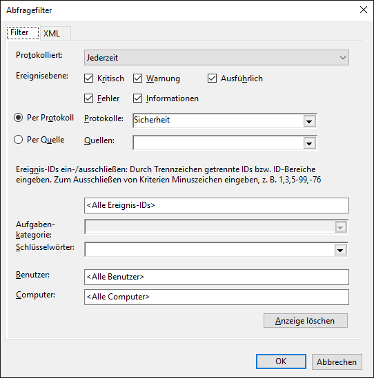 Ereignisweiterleitungsfilter