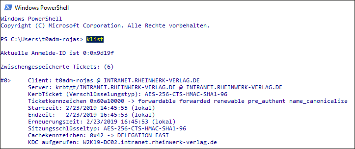 Das Kerberos-Ticket ist zwei Stunden lang gültig.