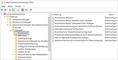 Richtlinien-Einstellungen für BranchCache-Dateiserver