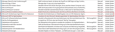 Ausschnitt aus der Liste der Dienste auf dem Windows Server 2019