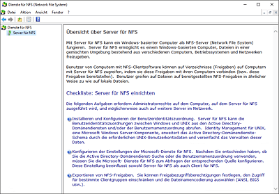 Dienste für NFS – Verwaltungskonsole